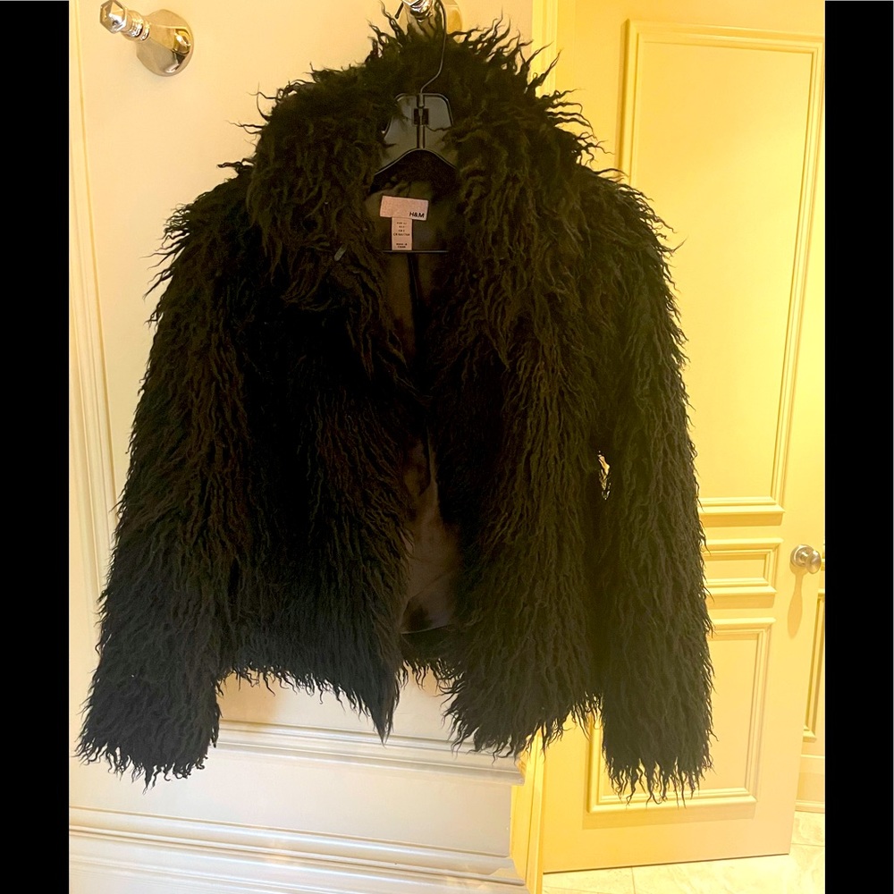 H&M black fur coat
